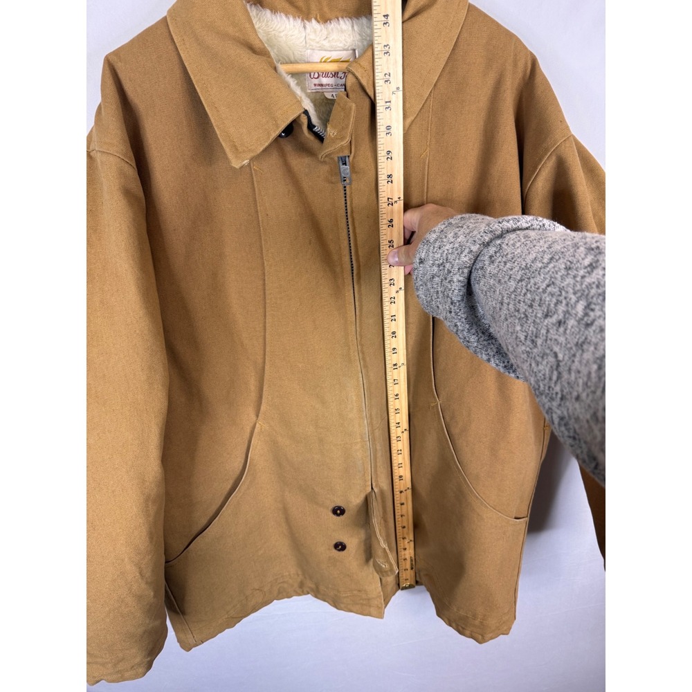 Vintage Brush Fire Canvas Work Jacket Sherpa Lined Duck‎ Chore Coat Brown Men 48 - Picture 11 of 13